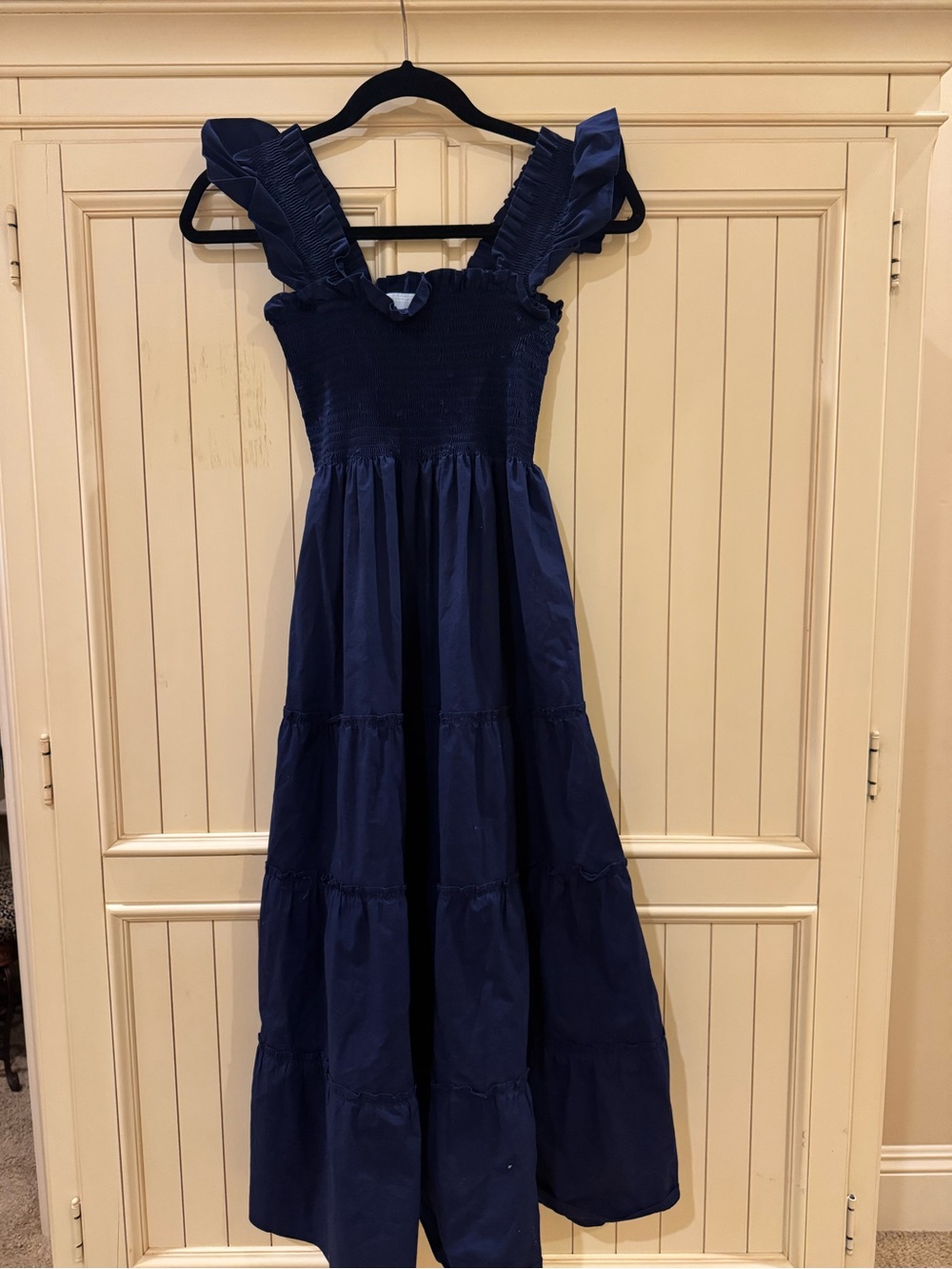 Hill House Navy Ruffle Strap Maxi Dress